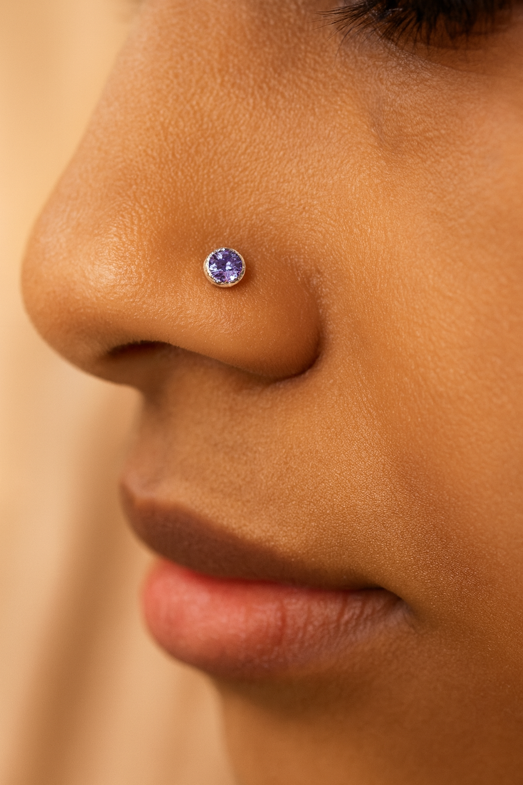 Purple Aura Nose Pin | 92.5 Silver