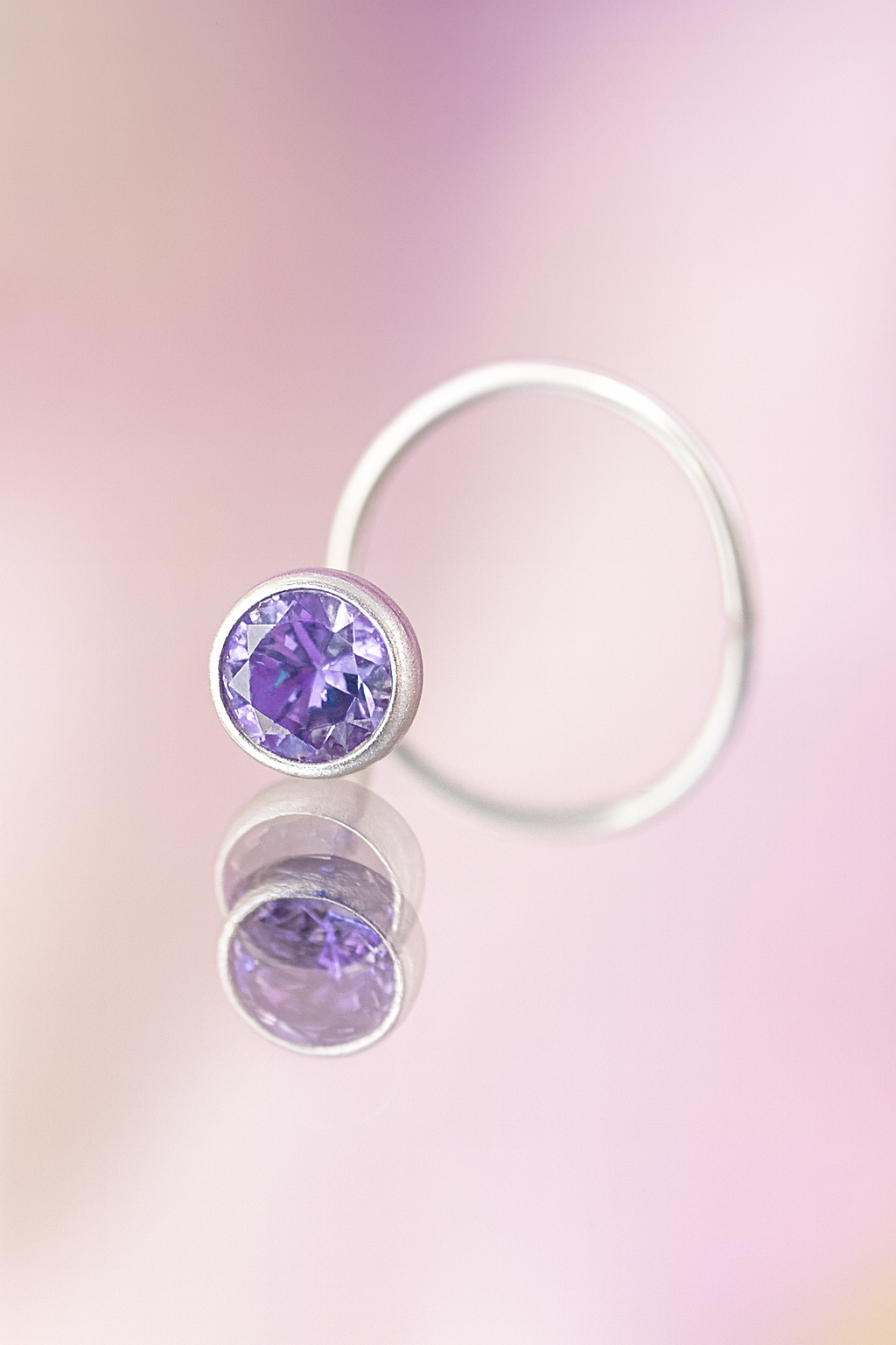 Purple Aura Nose Pin | 92.5 Silver