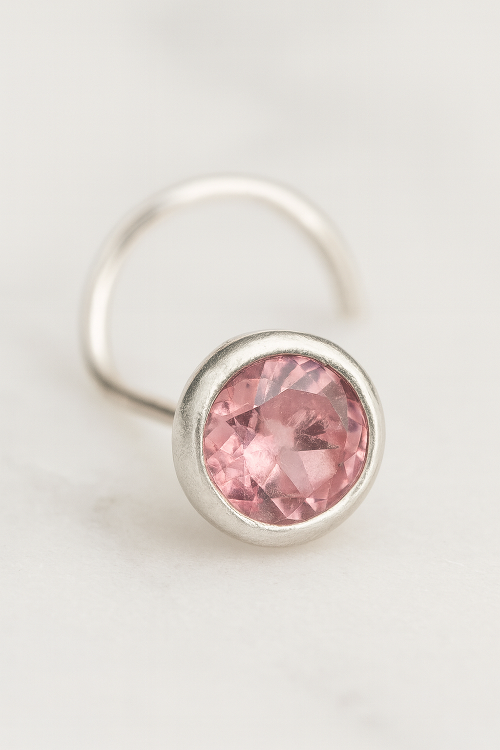 Pink Glow Nose Pin | 92.5 Silver