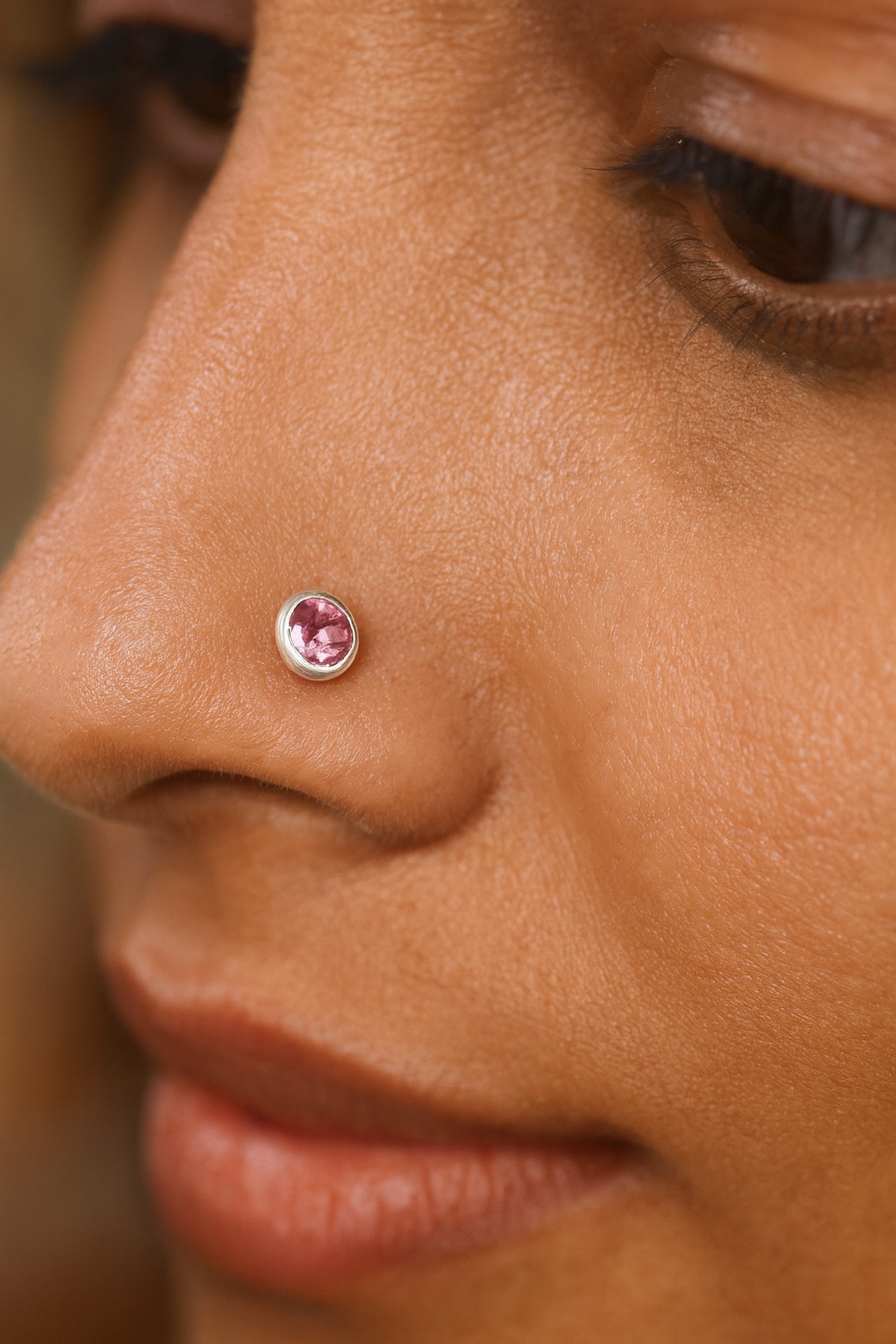 Pink Glow Nose Pin | 92.5 Silver