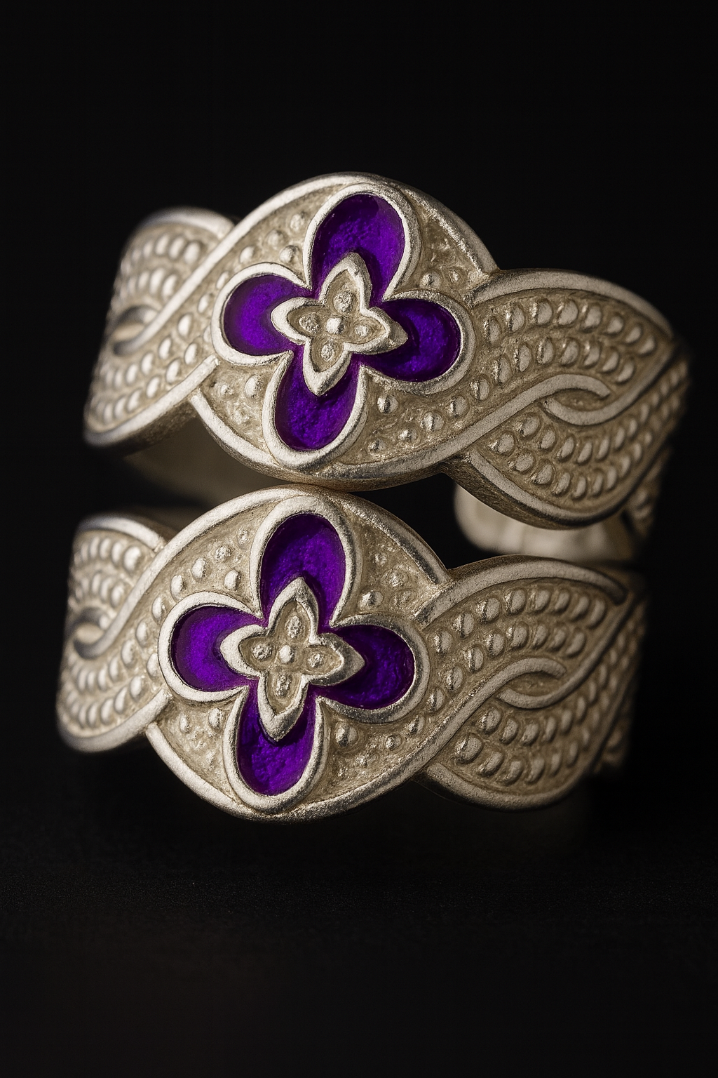 Purple Orchid Silver Toe Ring