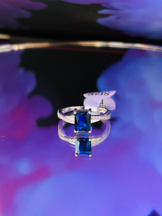 Blue Velvet Radiant Ring | 92.5 Silver