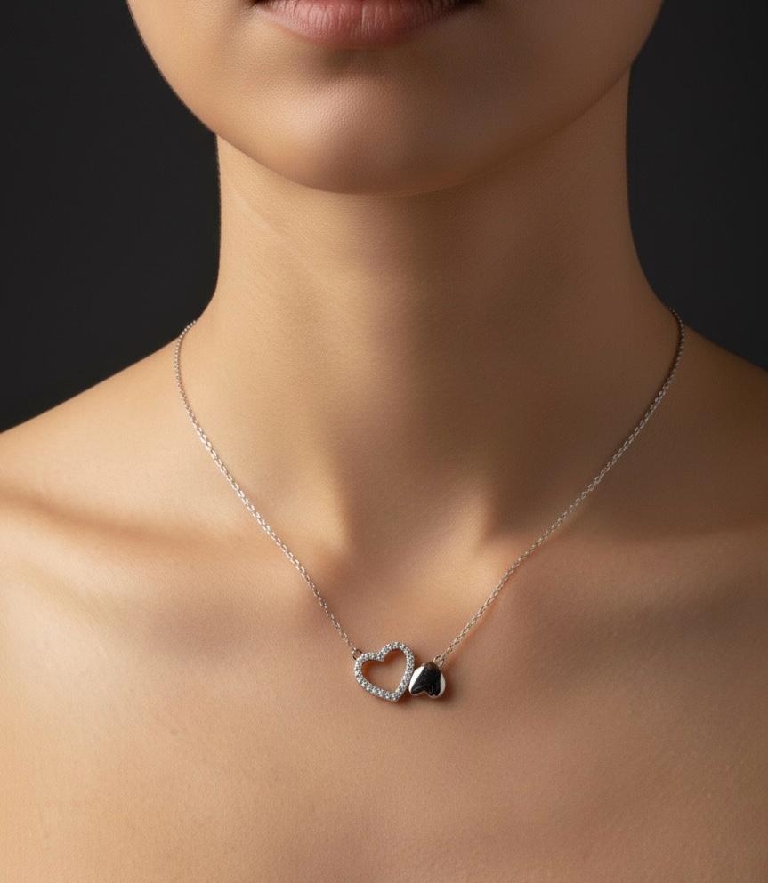 Silver Heart Chain&Pendent