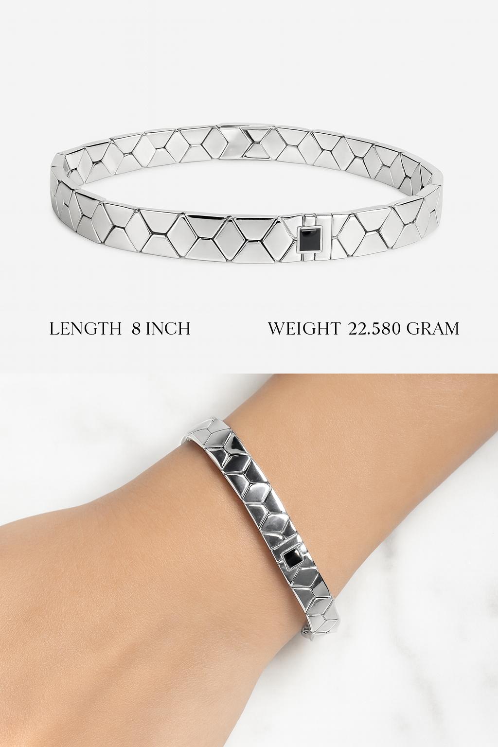 Mosaic Link Bracelet For Men| 92.5 Silver