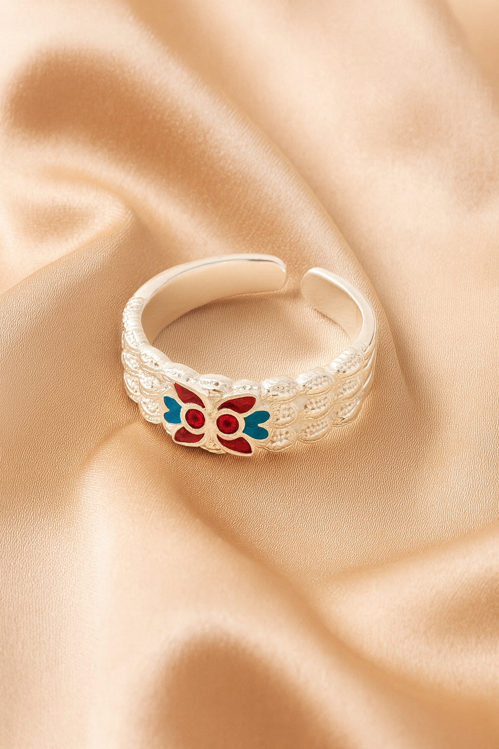 Ruby Butterfly Silver Toe Ring