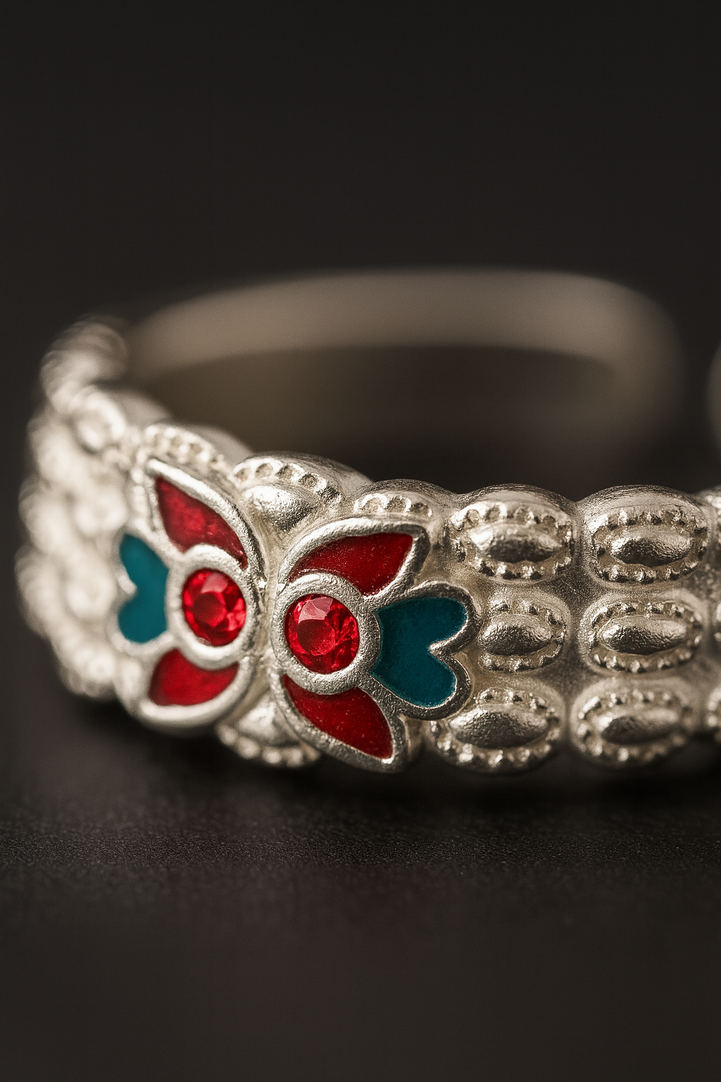 Ruby Butterfly Silver Toe Ring