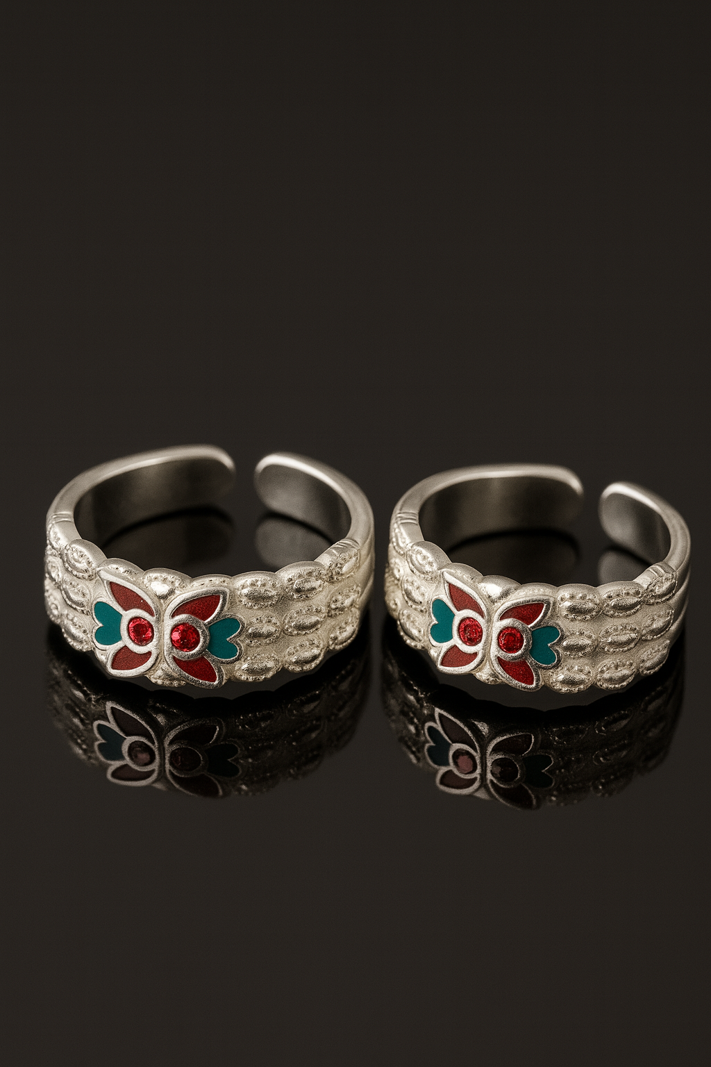 Ruby Butterfly Silver Toe Ring