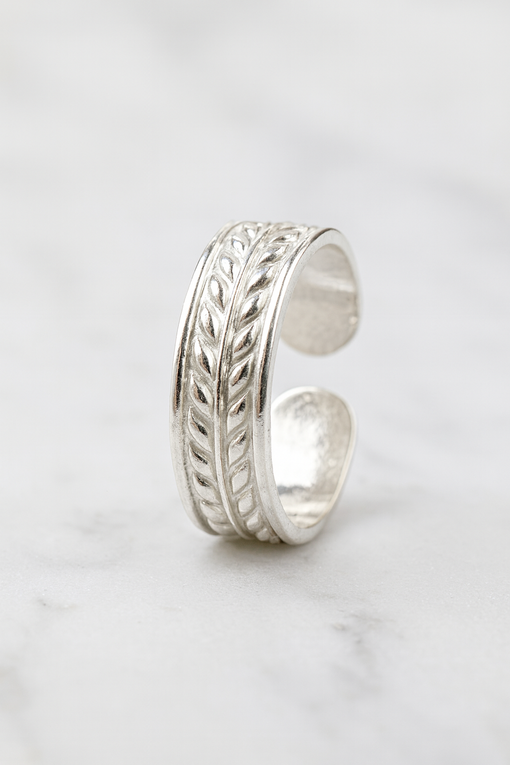 Leaf Weave Silver Toe Ring