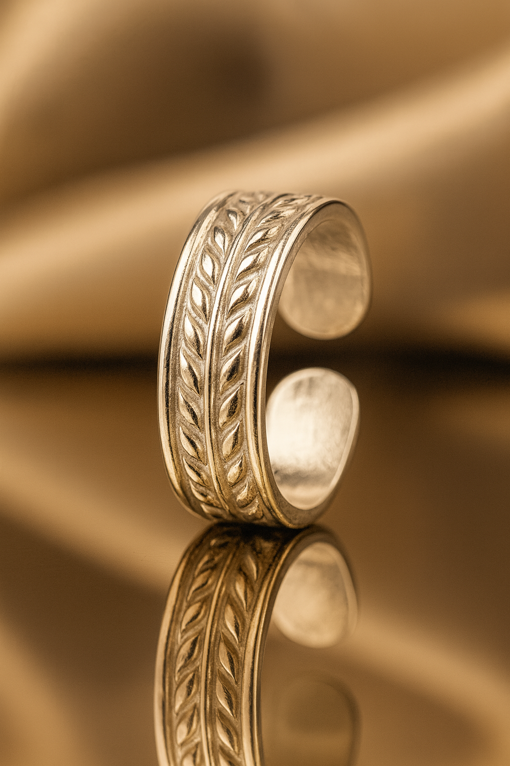 Leaf Weave Silver Toe Ring