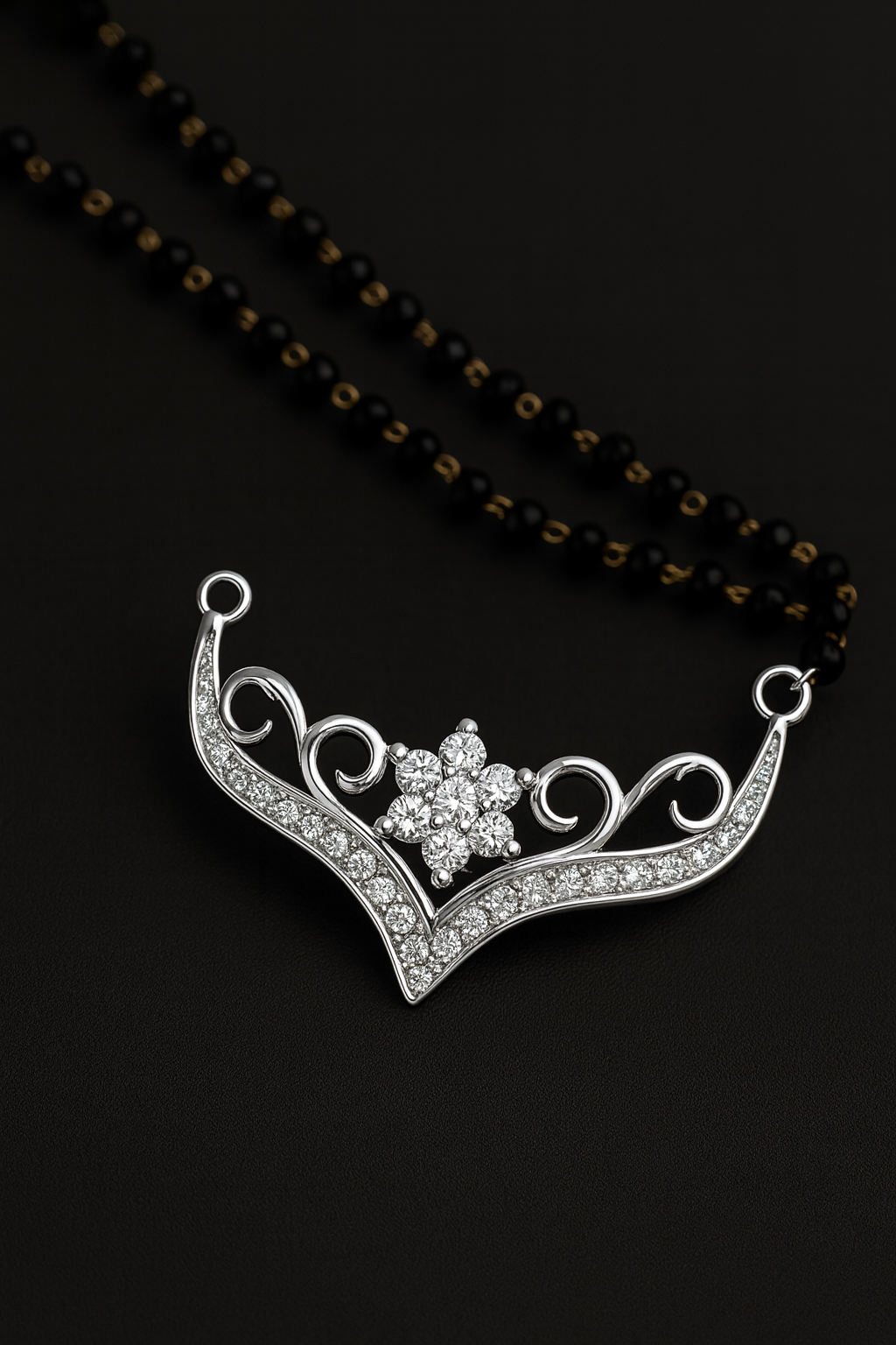 Floral Tiara Mangalsutra Pendant | 92.5 Silver