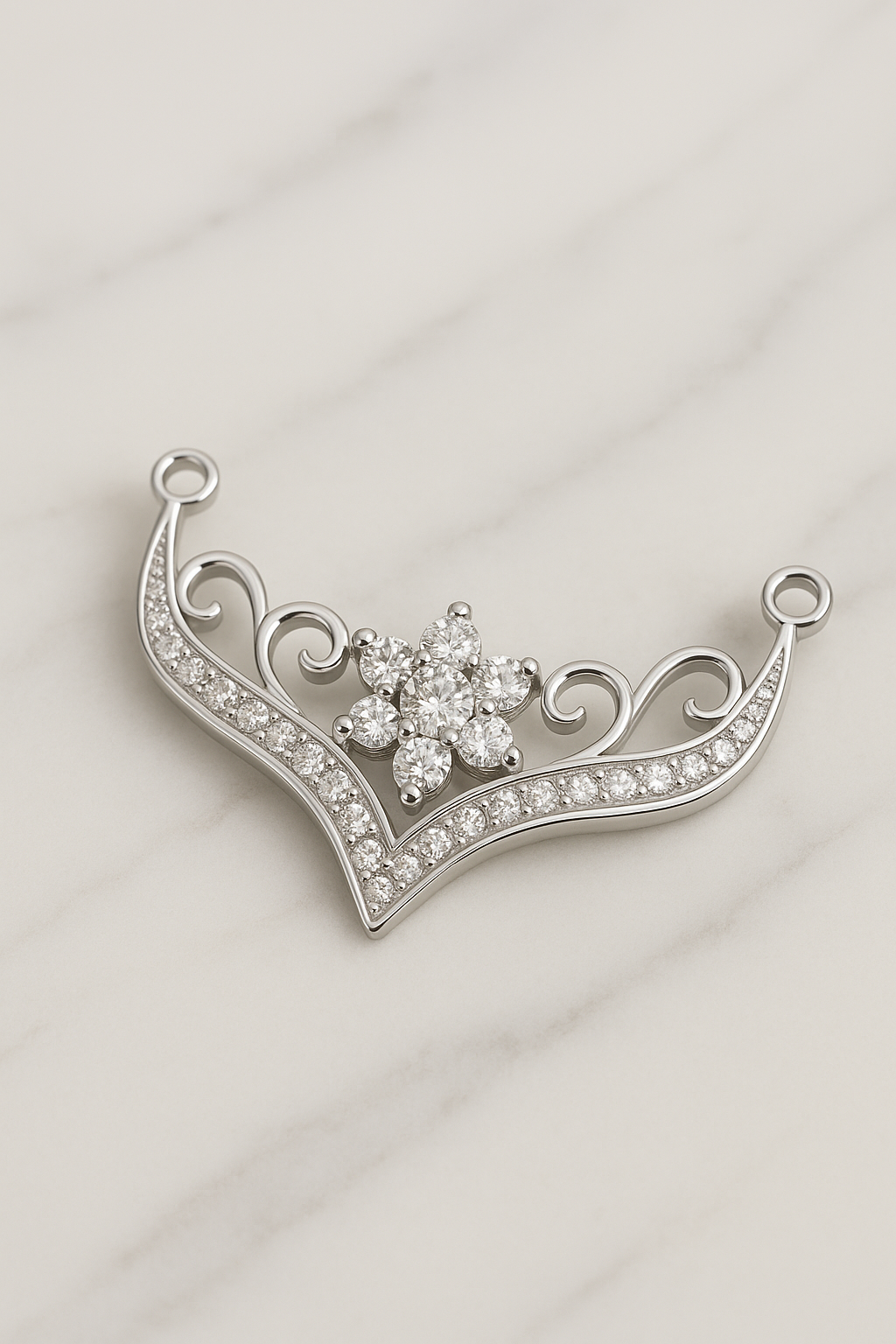 Floral Tiara Mangalsutra Pendant | 92.5 Silver