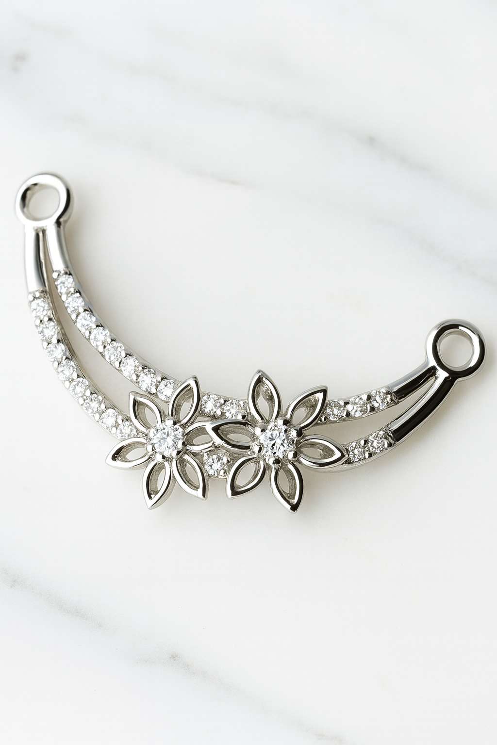 Twin Blossom Sparkle Mangalsutra Pendant | 92.5 Silver