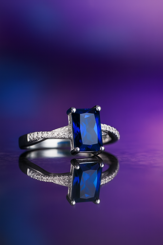 Blue Velvet Radiant Ring | 92.5 Silver