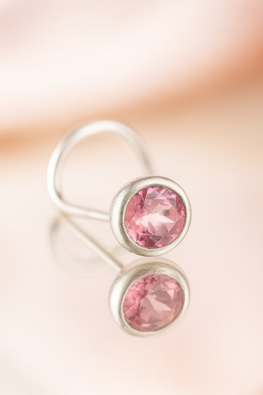 Pink Glow Nose Pin | 92.5 Silver