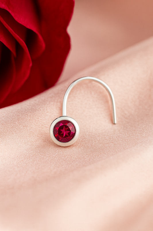 Ruby Glow Nose Pin | 92.5 Silver