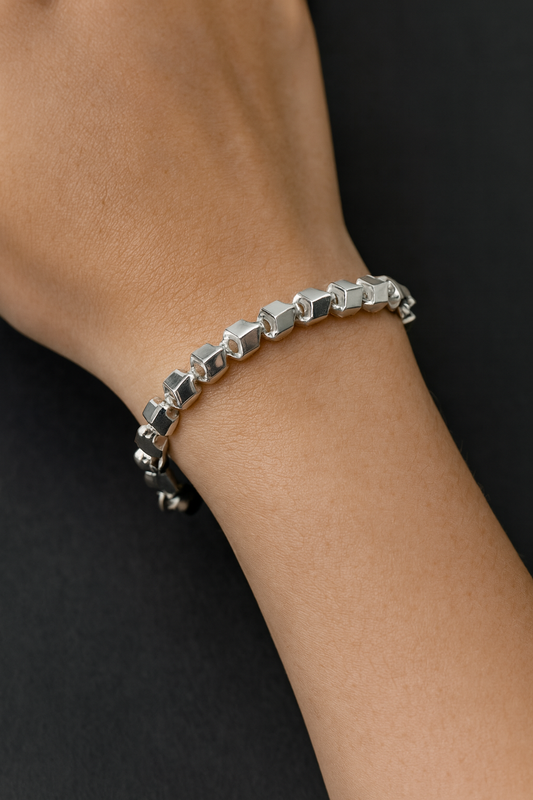 Cubo Link Bracelet | 92.5 Silver