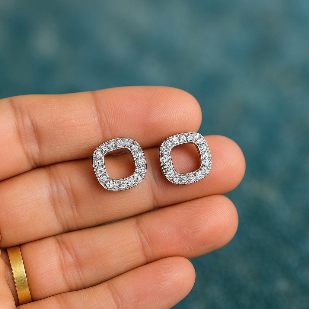 Radiant Halo Earrings | 92.5 Silver