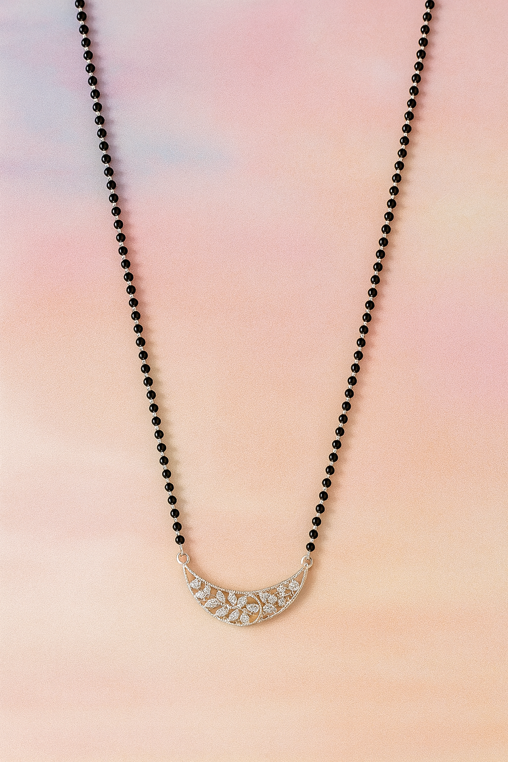 Floral Half-Moon Mangalsutra | 92.5 Silver