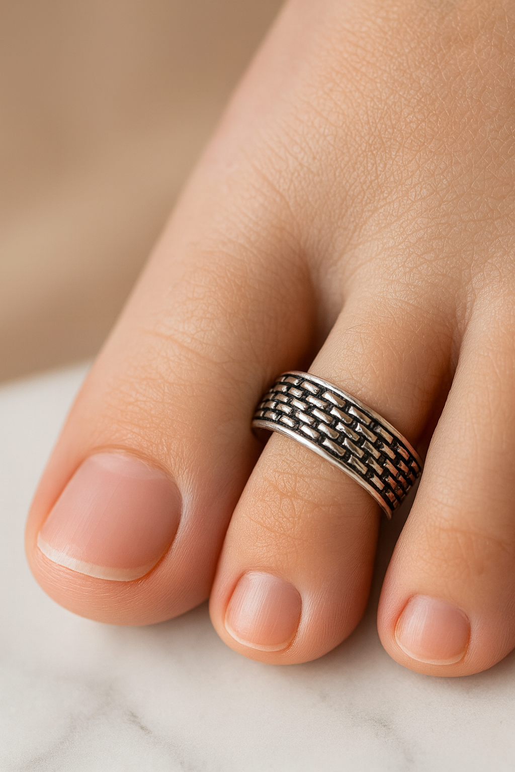 Silver Weave Toe Ring