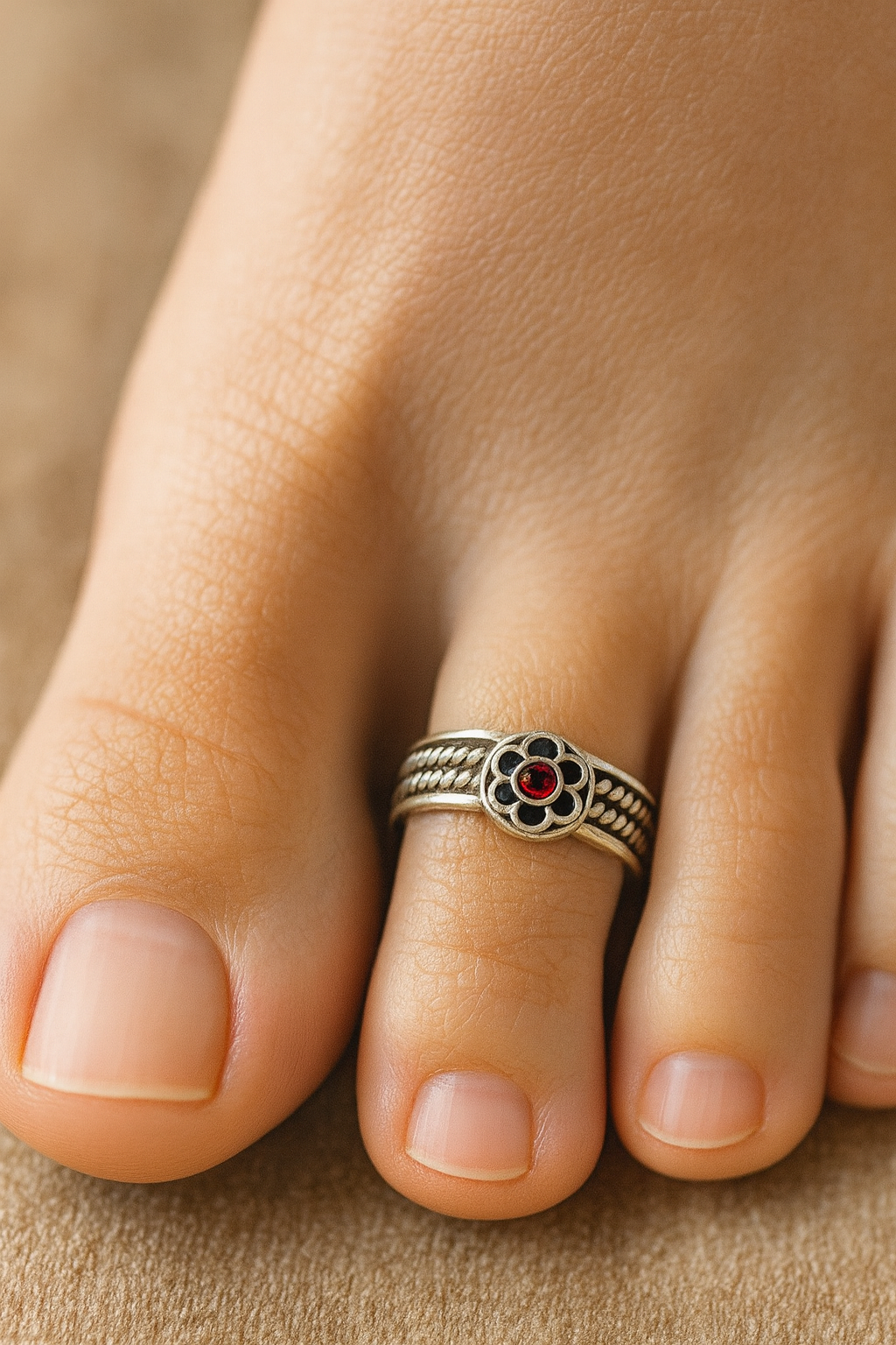 Shagun Bloom Silver Toe Ring