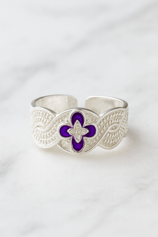 Purple Orchid Silver Toe Ring