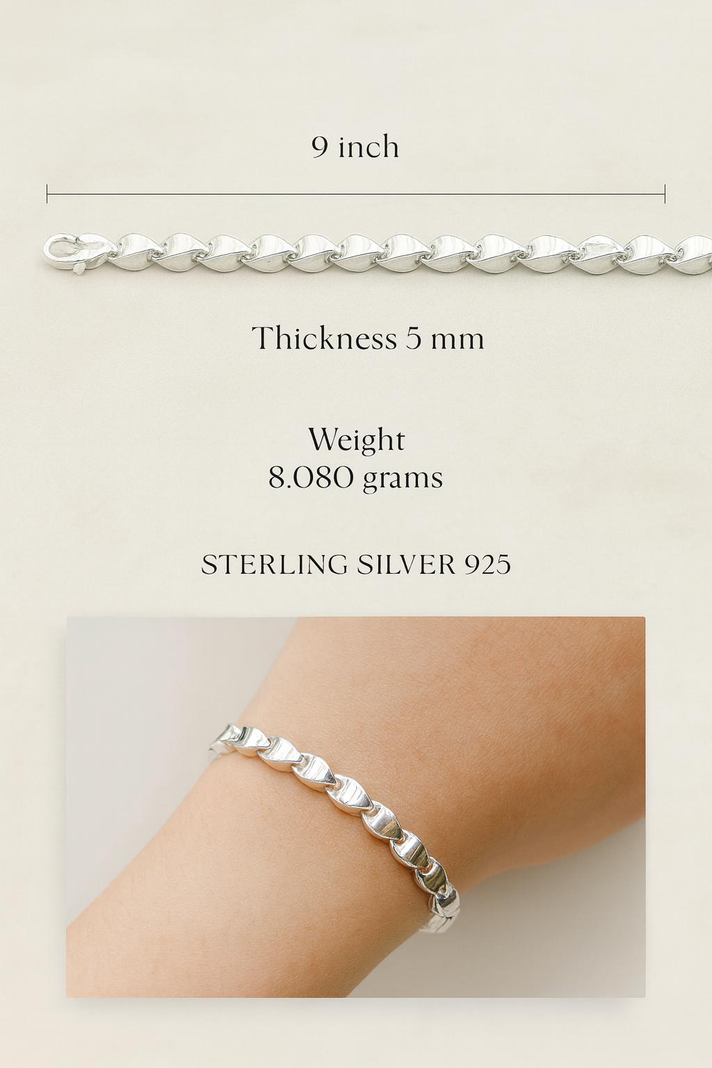 Leaf Link Bracelet| 92.5 Silver