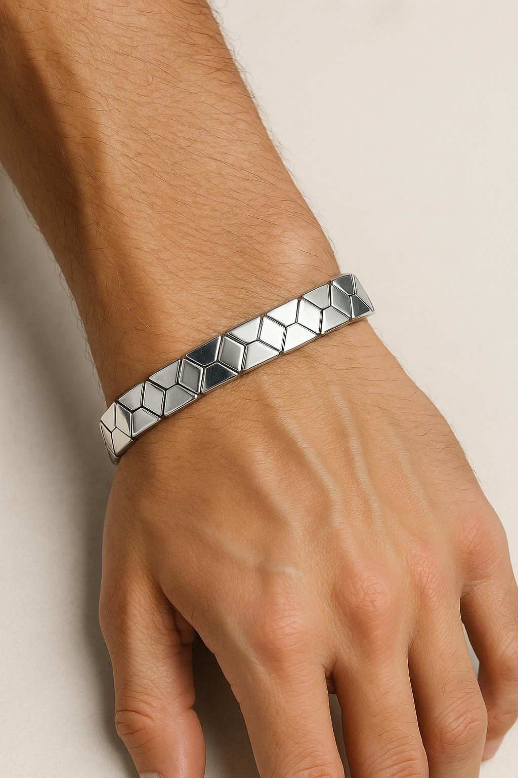 Mosaic Link Bracelet For Men| 92.5 Silver